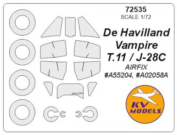 1/72 De Havilland Vampire T.11 / J-28C + wheels masks