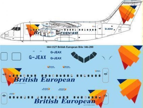 1/144 British European BAe 146-200 laser decal