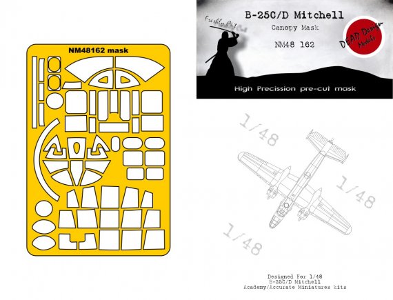 Masques peinture B-25C/D Mitchell 1/48 Academy