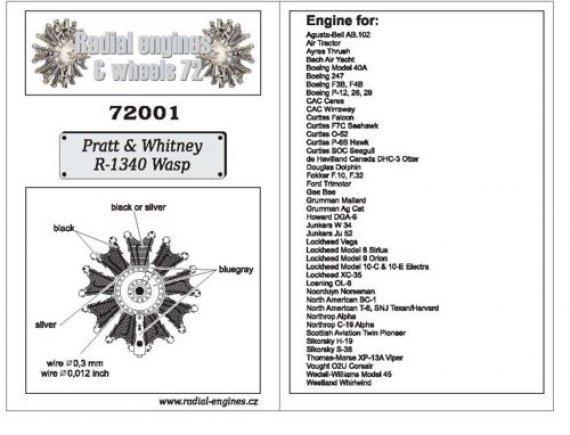 1/72 Pratt & Whitney R-1340 Wasp radial engine