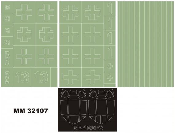 Montex Bf-109E-3 1/32 Trumpeter Canopy Frame Paint Masks