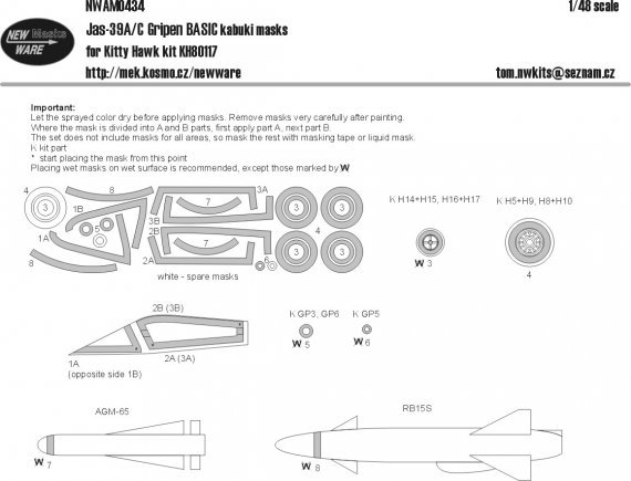 1/48 Saab JAS-39A/C Gripen BASIC kabuki masks