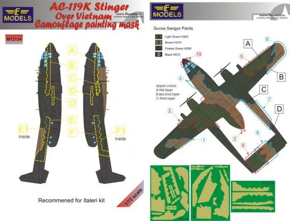1/72 Mask AC-119K Stinger over Vietnam Camouflage pattern