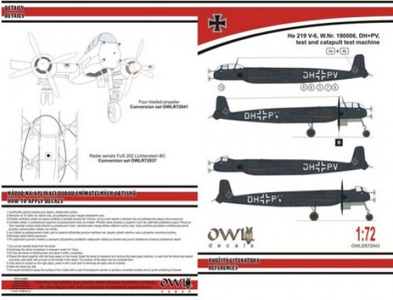 1/72 Heinkel He 219V-6 DH+PV four blades propeller (for Dragon)