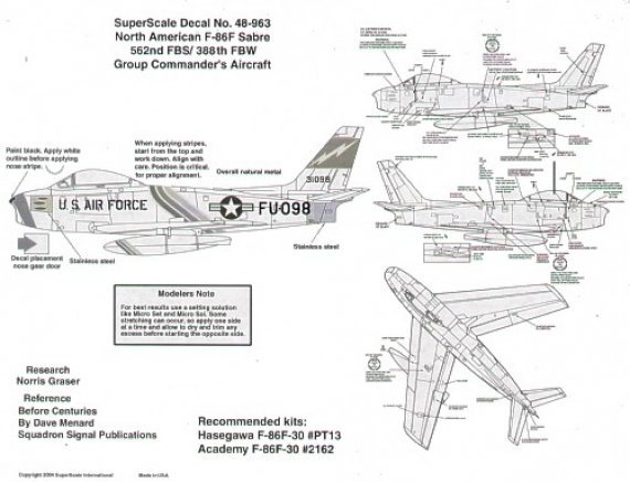 Microscale 1/48 F-86F Sabre 562FBS/388FBW
