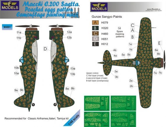 1/48 Macchi C.200 Saetta Poached eggs pattern Camouflage mask