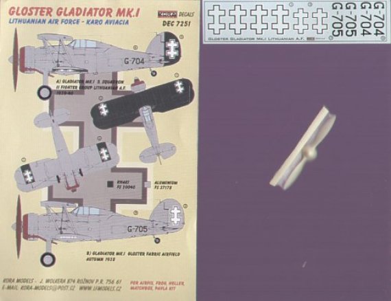 Kora Model 1/72 H�lice R�sine Gloster Gladiator Mk.I