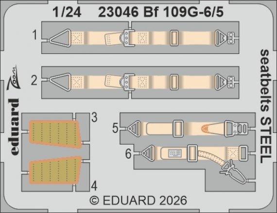 1/24 SET Bf 109G-5/6 seatbelts STEEL for Airfix