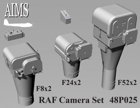 1/48 Raf Camera set includes 2x F8s, 2x F24s, 2x F52s, 2x Camera