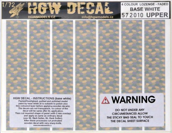1/72 Decals 4-colour LOZENGE faded base white UPPER