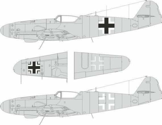 Mask 1/24 Bf 109G-5/6 national insignia for Airfix
