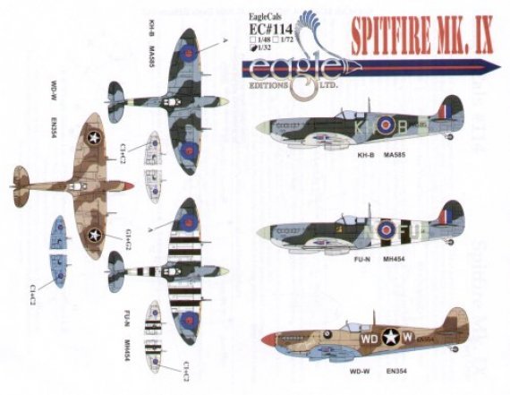 Eagle Cal D�cals 1/32 Spitfire Mk.IX - 3 marquages