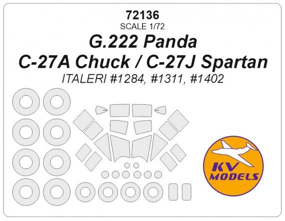 1/72 Alenia G.222 Panda, C-27A Chuck, C-27J Spartan + wheels mas
