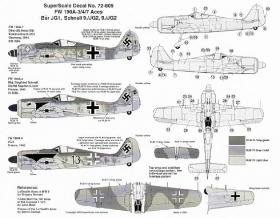 Microscale D�calcomanies Fw-190A-4/A-7 1/72