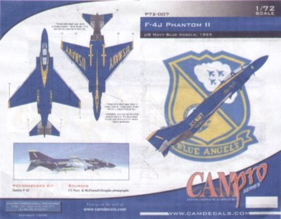 CAM PRO 1/72 McDonnell F-4J Phantom Blue Angels 1969
