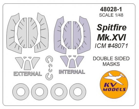 1/48 Supermarine Spitfire Mk.XVI Double-sided masks + wheels mas