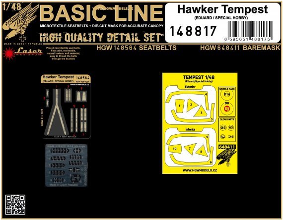 1/48 Hawker Tempest Basic LINE: seatbelts & masks