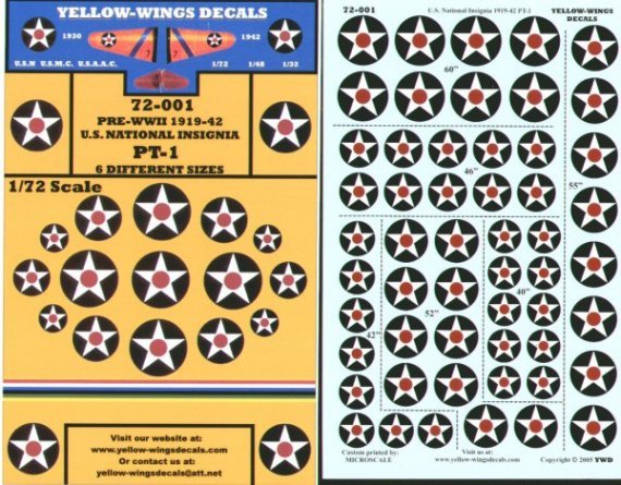 Yellow Wings Decals US PT-1 Insignia 1/72