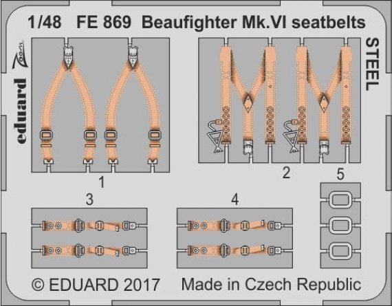 1/48 Beaufighter Mk.VI seatbelts STEEL