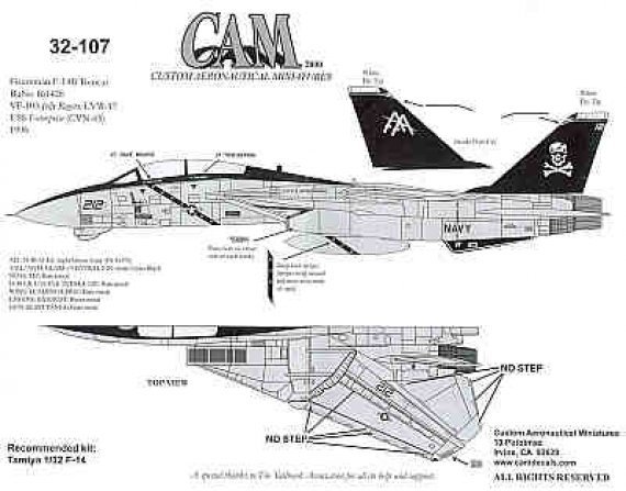 Cam Decals 1/32 F-14B Tomcat VF-103 Jolly Rogers USS Enterprise