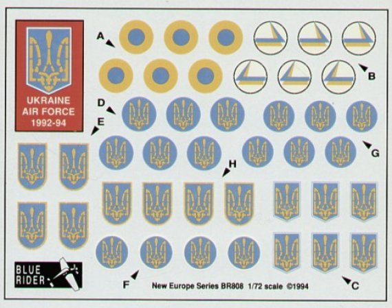 Blue Rider 1/72 Ukrainische Luftwaffe 1992/94 Hoheitszeichen