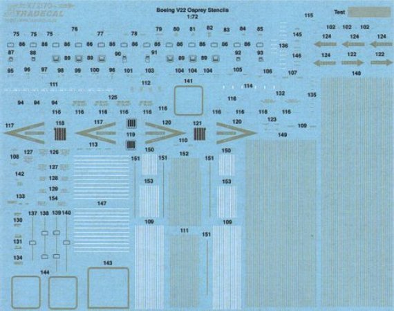 1/72 Scale Bell-Boeing MV-22B Osprey Data