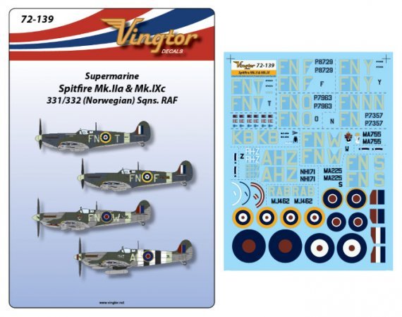 1/72 Supermarine Spitfire Mk.IIa & Mk.IXc, 331/332 Sqns. Raf