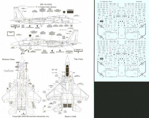 Microscale 1/48 F-15 Eagle Dati Stencil Nero