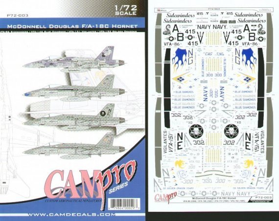D�cals 1/72 F/A-18C CAM PRO VFA-86/146/151/192