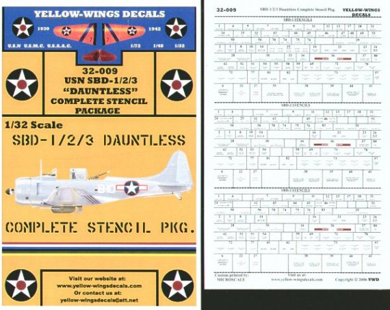 Yellow Wings SBD Dauntless Decals 1/32