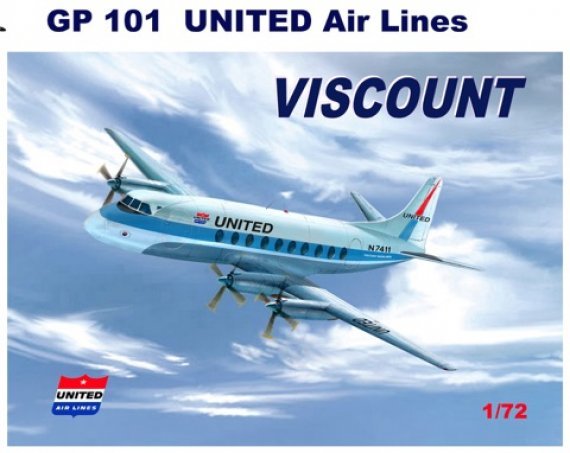 1/72 Vickers Viscount 700 with decals for United Air Lines