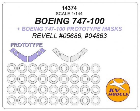1/144 Boeing 747-100 + prototype masks and masks for wheels
