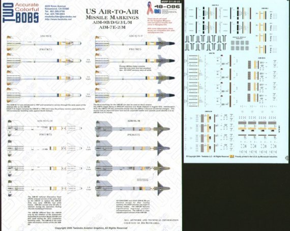 1 48 Us Air To Air Missile Markings For Aim 9b D G J L M Aim 7e 1 48 Avion Masques Decals