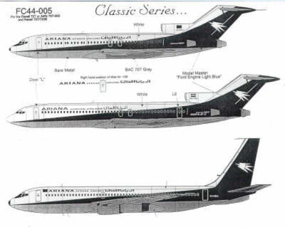 Boeing 727-100/-200 Ariana Afghan 1/144 Flying Colors