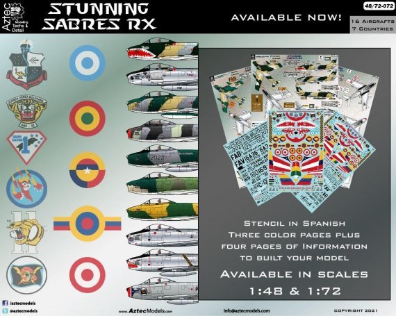 1/72 Stunning Sabres Dx 16 Schemes, 7 countries