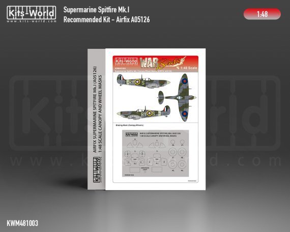 1/48 Supermarine Spitfire Mk.I Canopy/Wheels Mask