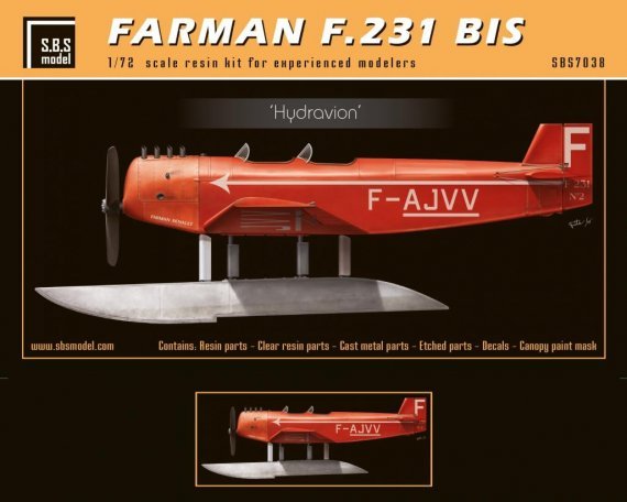 SBS MODEL Farman F.231 bis Hydravion Kit R�sine 1/72