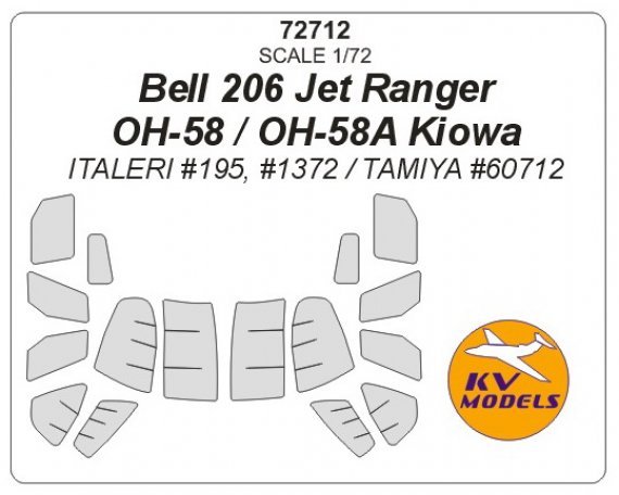 1/72 Bell 206 Jet Ranger / OH-58 / OH-58A Kiowa paint masks