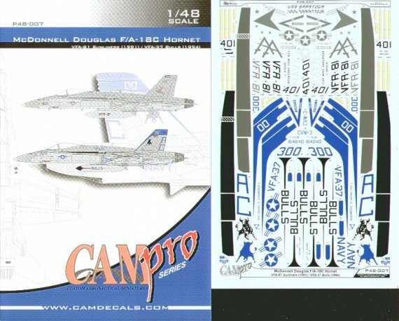 CAM PRO 1/48 F/A-18C Hornet VFA-81 VFA-37 Abziehbilder