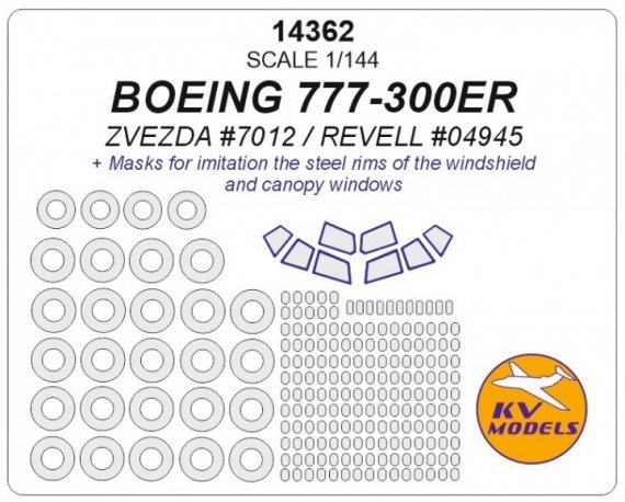 1/144 Boeing 777-300ER canopy paint masks + wheels masks