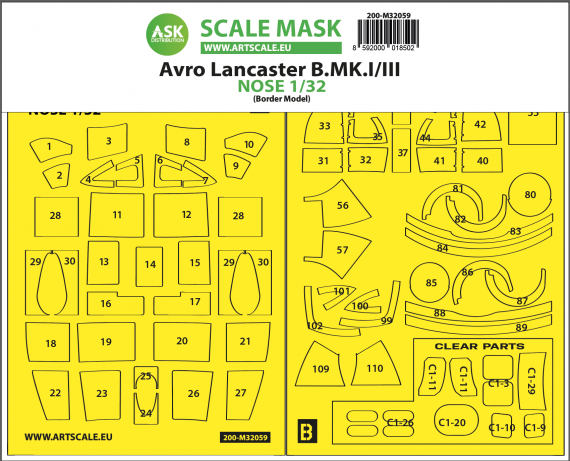 1/32 Avro Lancaster Nose kit express self adhesive masks