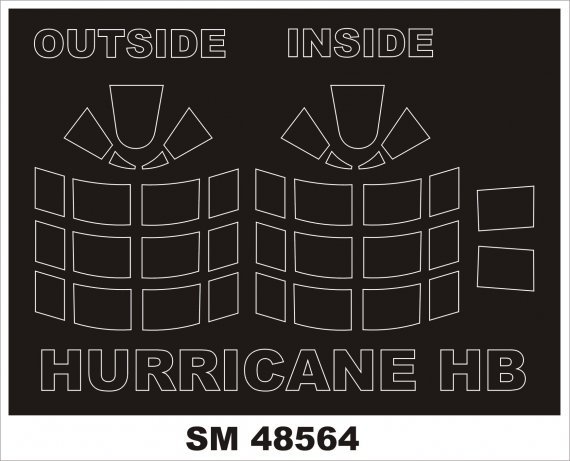 1/48 Hawker Hurricane Mk.I canopy paint mask for Hobby Boss