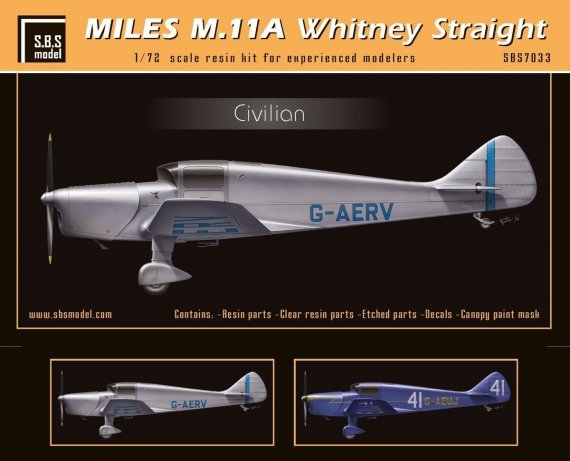 1/72 Miles M.11A Whitney Straight Civilian G-AERV