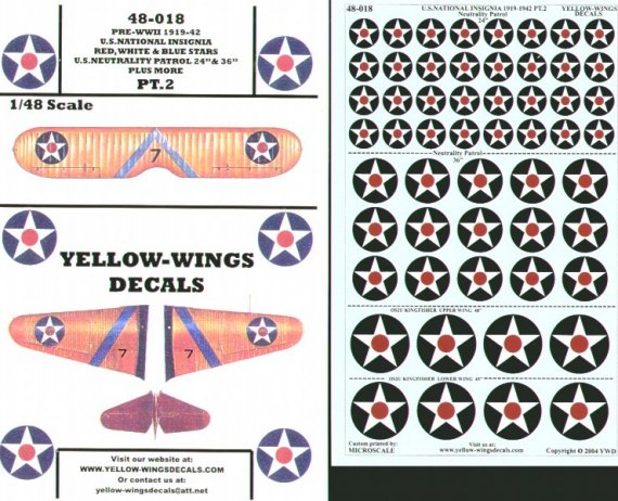 Yellow Wings Decals US Hoheitszeichen 1919-1942 1/48