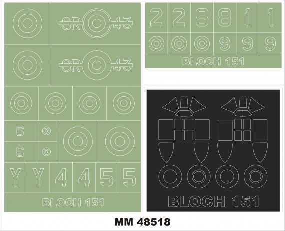 1/48 Marcel-Bloch MB.151 .1 2 canopy masks + insignia masks