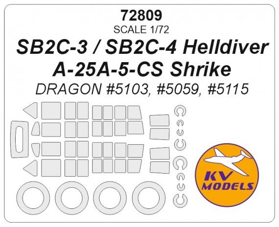 1/72 SB2 Helldiver / A-25A-5-CS Shrike masks for Dragon
