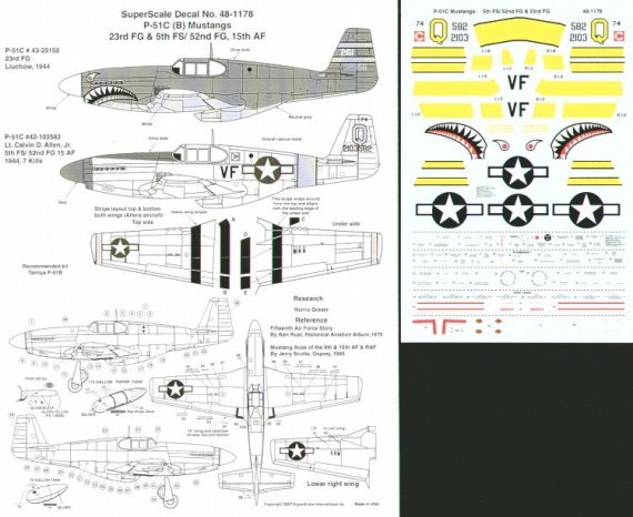 1/48 North American P-51C Mustangs, 23FG, 5FS/52FG