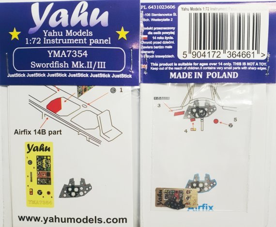 1/72 Fairey Swordfish Mk.II/Mk.III pre-painted instrument panel