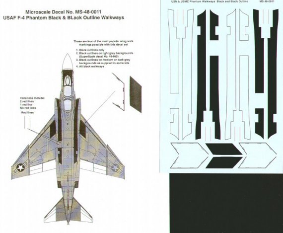 Microscale 1/48 F-4 Phantom USAF Balisages Fuselage et Ailes