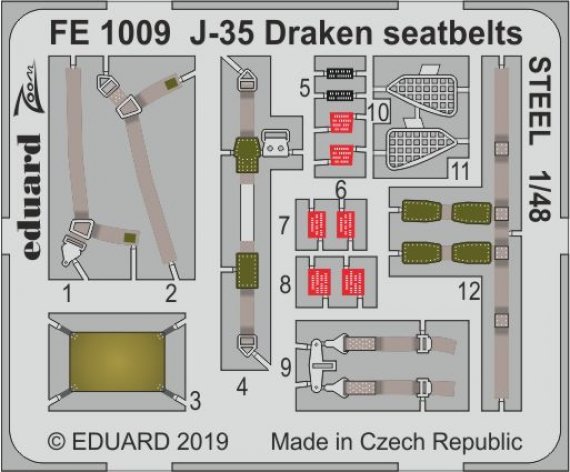 1/48 J-35 Draken seatbelts STEEL